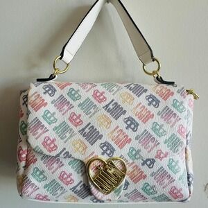 Juicy Couture Rainbow Monogram Crossbody Bag with Heart Logo – Multi